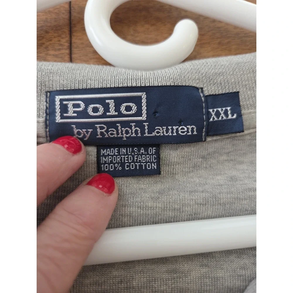Ralph Lauren Long Sleeve Polo Shirt‎ 2xl Soft Heathered Light Grey Blue Pony